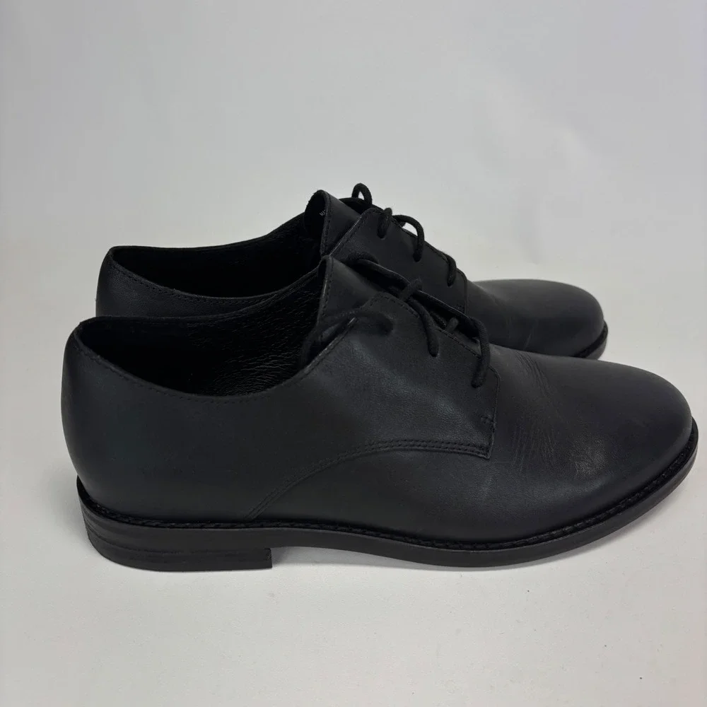 Eileen Fisher Oxford Shoes Women 7.5 Black Leather Lace Up Derby Minimalist Work